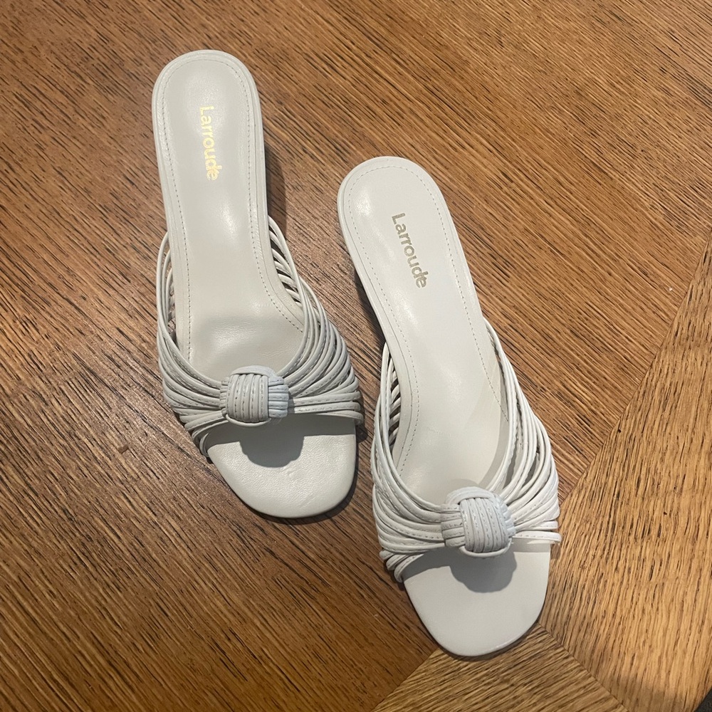 Larroude Cream Knotted Heels - Picture 3 of 9